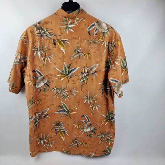 Hollis River Cotton Short Sleeve Button Up Shirt Men L-Tall Tropical Palm Tree - Picture 2 of 6
